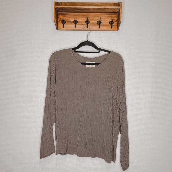 Flax | Brown Plaid Long Sleeve Top Small‎ - Picture 1 of 8
